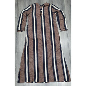 Ace & Jig Shift Dress pockets midi Brushed Black/Tan Stripe Medium A003687